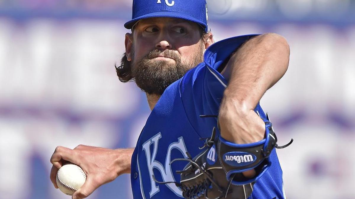 Kansas City Royals relief pitcher Luke Hochevar throws in the sixth inning during Friday's spring training baseball game against the Los Angeles Angels on March 18, 2016 in Surprise, Ariz.