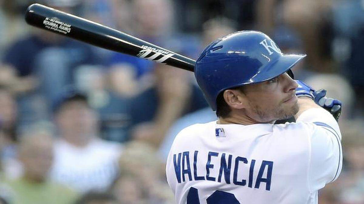 
The Royals’ Danny Valencia hit a two-run double in the second inning against the Chicago White Sox on May 20 at Kauffman Stadium.
