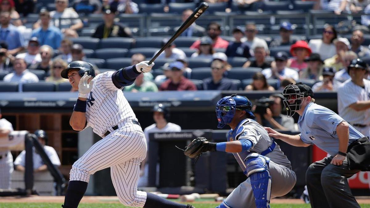
New York Yankees designated hitter Alex Rodriguez hit a three-run home run to left field against the Royals in the third inning on Wednesday in New York.
