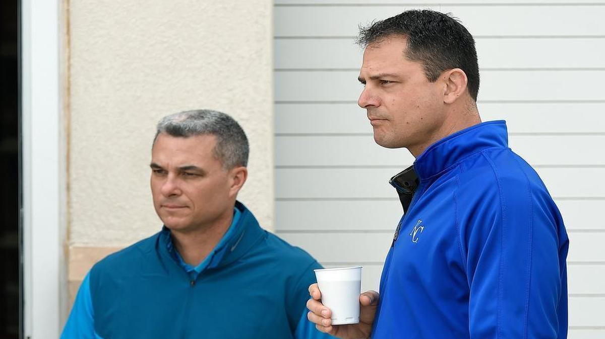 Kansas City Royals assistant general manager J.J. Picollo (right), pictured with his boss, Royals general manager Dayton Moore.