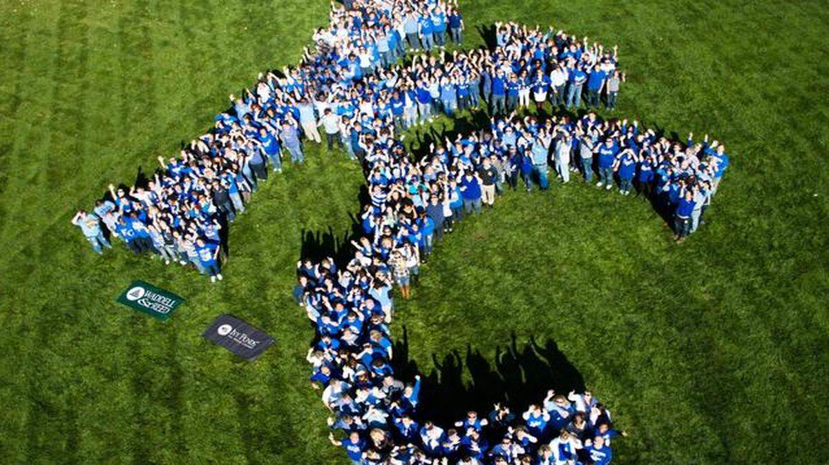 
“We’ve all been super excited to show our Royals love,” said Sarah Bradley, who directed the formation.

