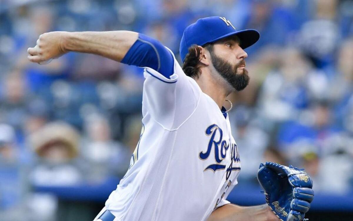 Royals starting pitcher Jason Hammel throws in the first inning during May 5 against the Indians at Kauffman Stadium.