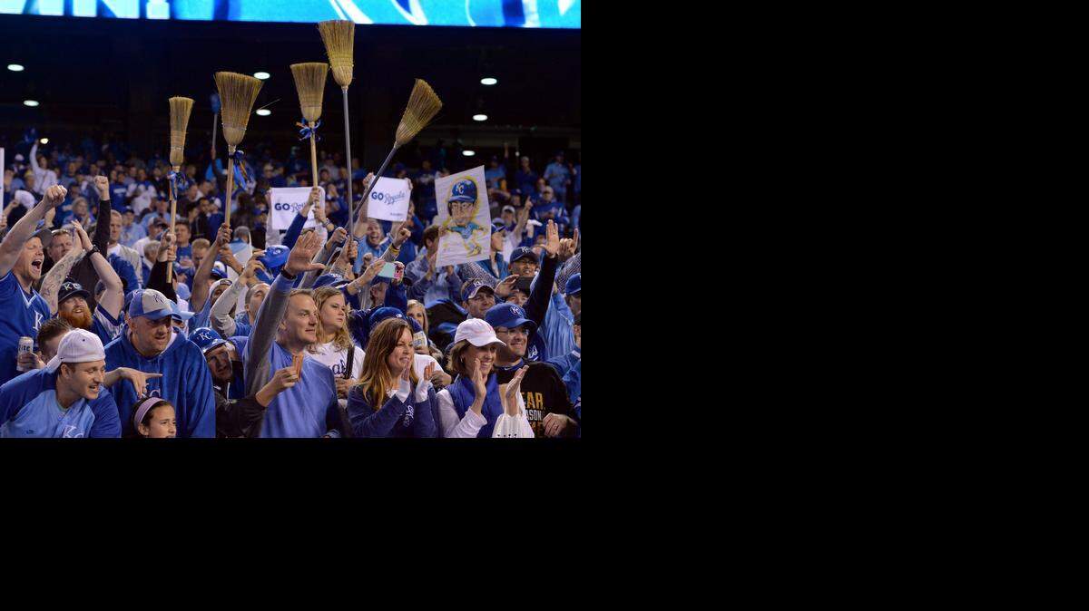 
Brooms were in plentiful supply as Royals fans celebrated the sweep of the Los Angeles Angels of Anaheim in Sunday’s American League Division Series at Kauffman Stadium.
