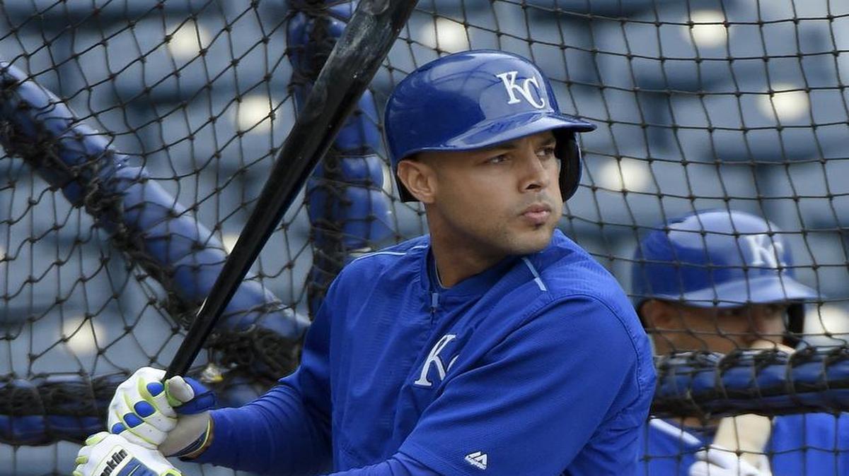 
Kansas City Royals Alex Rios (15) took part in a simulated game for pitcher Jason Vargas before Friday's baseball game against the St. Louis Cardinals on May 22, 2015 at Kauffman Stadium in Kansas City, Mo.
