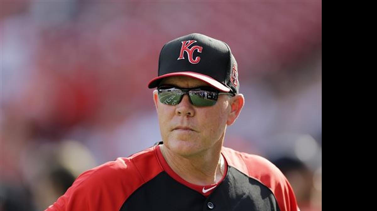 
American League manager Ned Yost of the Kansas City Royals watches during Monday's batting practice for the MLB All-Star baseball game in Cincinnati.
