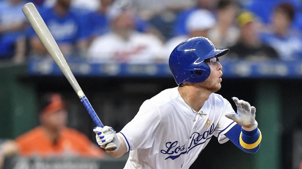 Kansas City Royals’ Brett Phillips follows through on a solo home run in the fourth inning during a game against the Baltimore Orioles on September 1, 2018 at Kauffman Stadium in Kansas City, Mo.