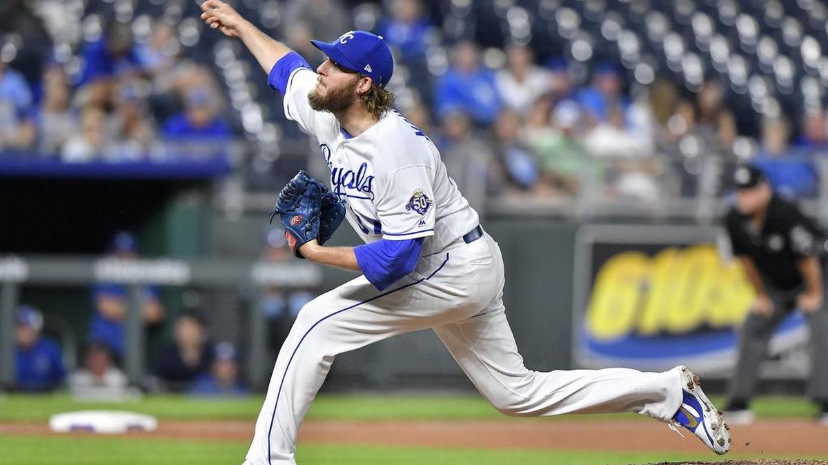 Kansas City Royals relief pitcher Brandon Maurer pitches in the tenth inning during Wednesday’s baseball game against the Chicago White Sox on September 12, 2018 at Kauffman Stadium in Kansas City, Mo.