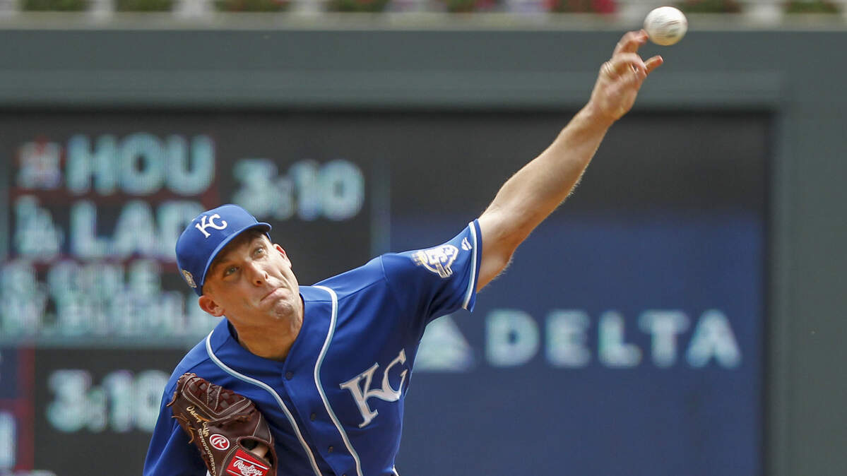 Kansas City Royals starting pitcher Danny Duffy throws to the Minnesota Twins in the first inning Sunday in Minneapolis.