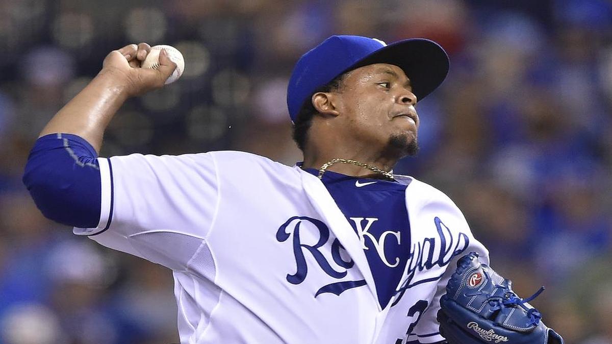 Edinson Volquez takes the mound for the Royals Monday night in Cleveland.
