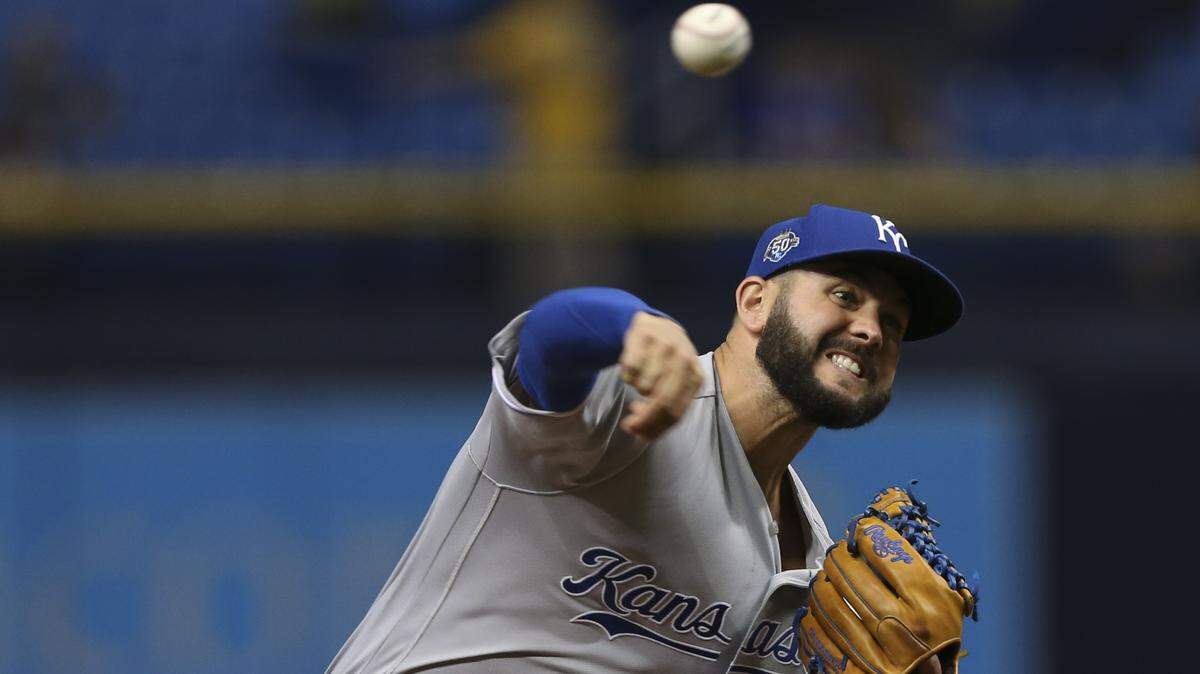Kansas City Royals starting pitcher Jakob Junis works in the first inning against the Tampa Bay Rays on Wednesday, Aug. 22, 2018, at Tropicana Field in St. Petersburg, Fla.