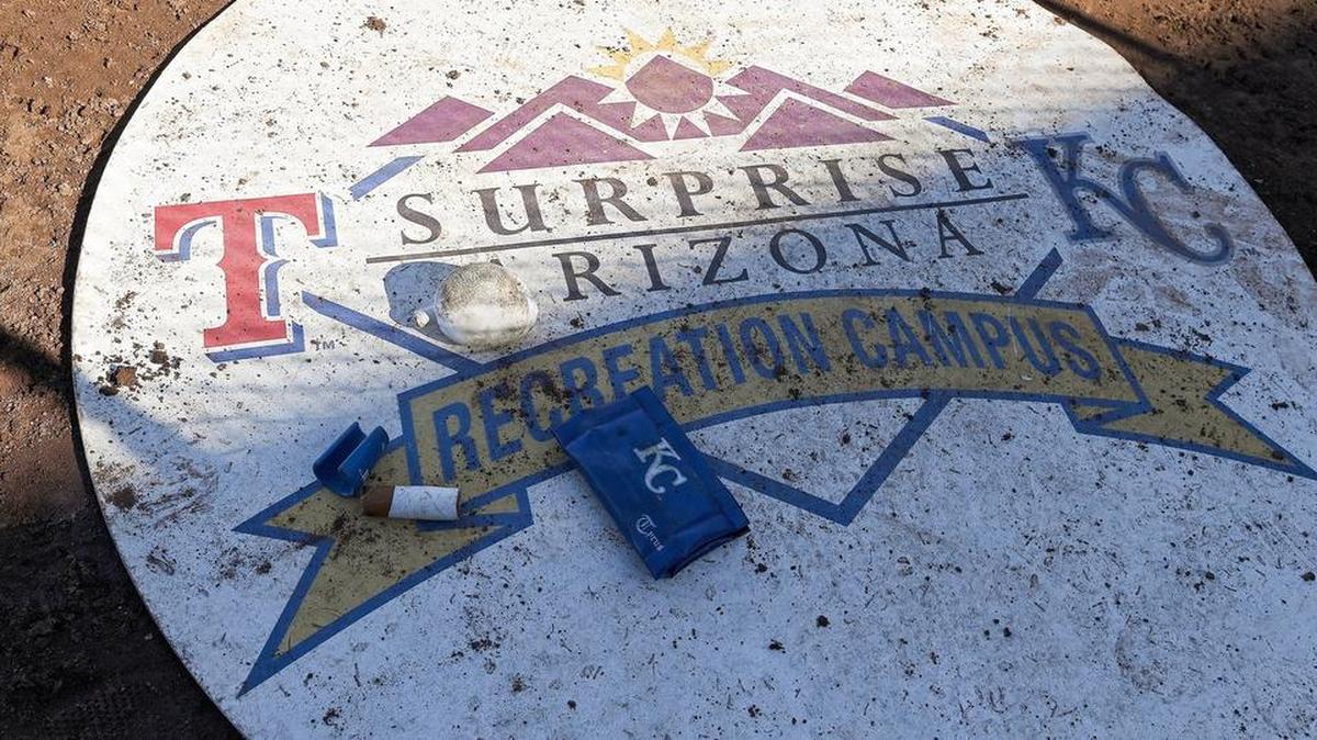 The on deck circle during Saturday’s spring training baseball game between the Kansas City Royals and Texas Rangers on February 23, 2019 at Surprise Stadium in Surprise, AZ.