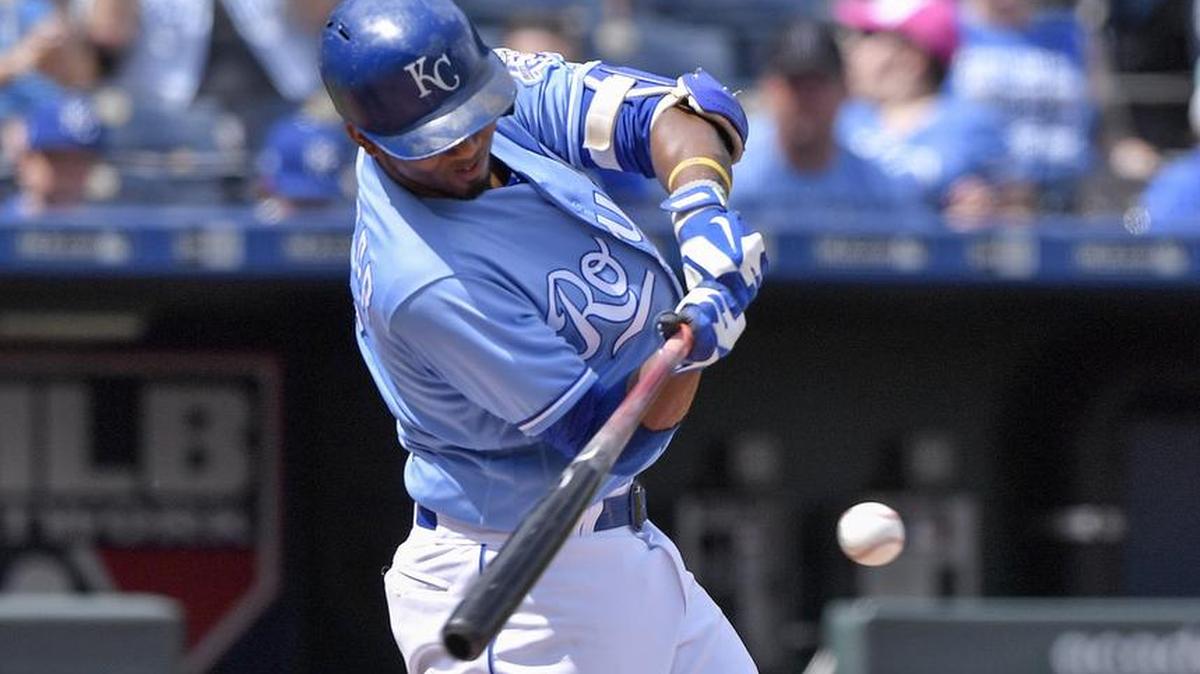 Kansas City Royals’ Alcides Escobar connects on an RBI single to score Rosell Herrera in the second inning during Sunday’s baseball game against the Baltimore Orioles on September 2, 2018 at Kauffman Stadium in Kansas City, Mo.