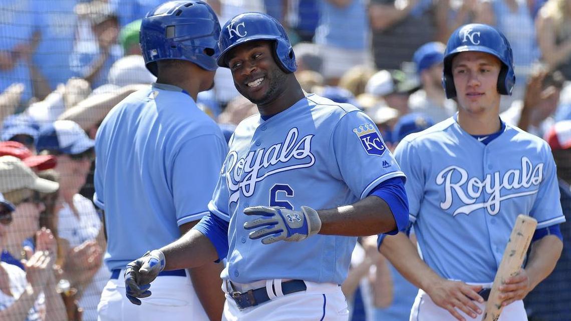 Kansas City Royals’ Lorenzo Cain smiles after his solo home run in the eighth inning during Sunday’s baseball game against the Chicago White Sox on May 29, 2016 at Kauffman Stadium.