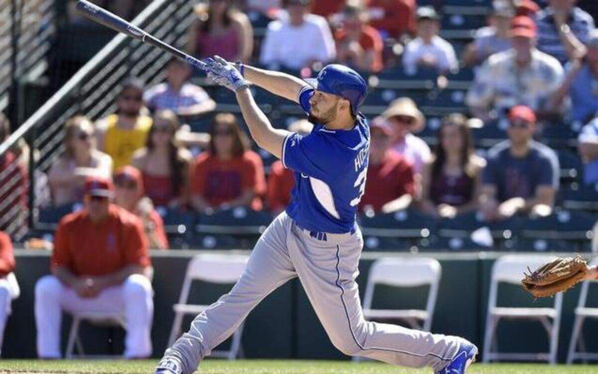 
Royals’ first baseman Eric Hosmer followed through on a two-run home run in the first inning of Sunday’s game.
