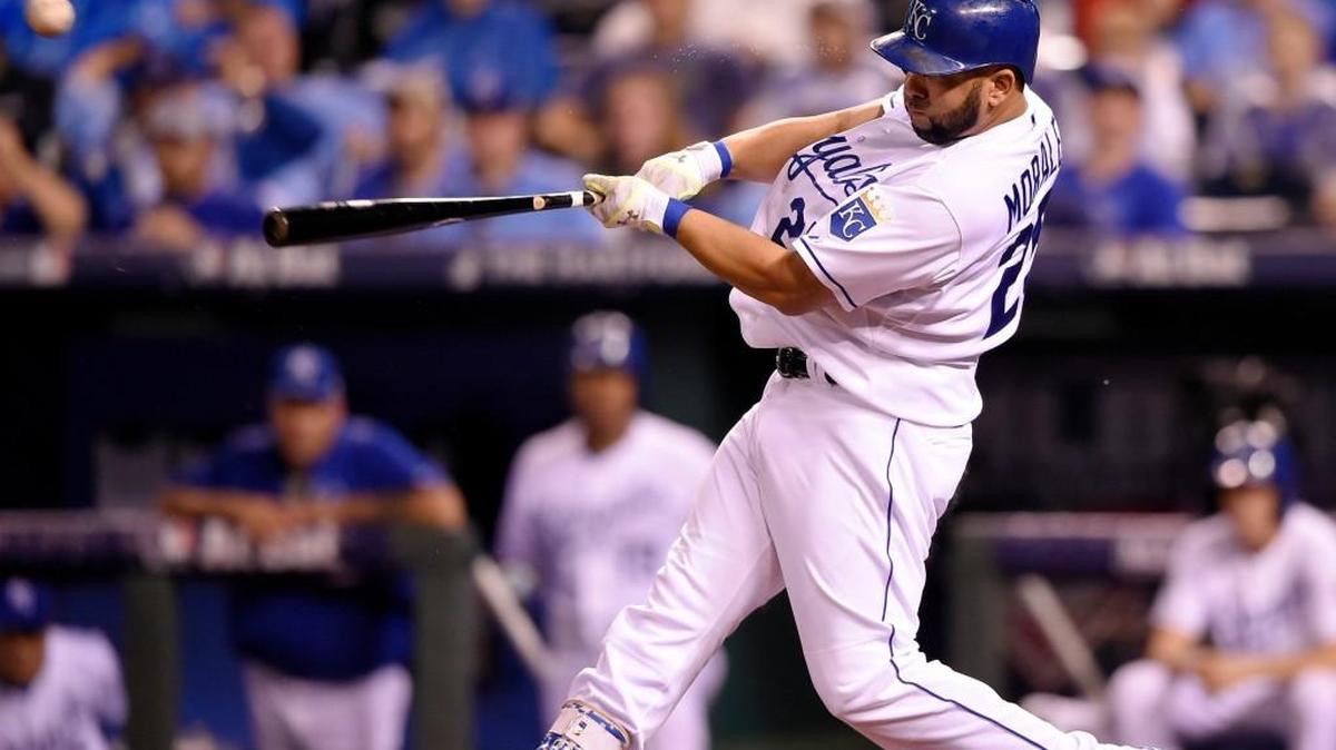 
Royals designated hitter Kendrys Morales hit a home run during the second inning of Thursday’s game.
