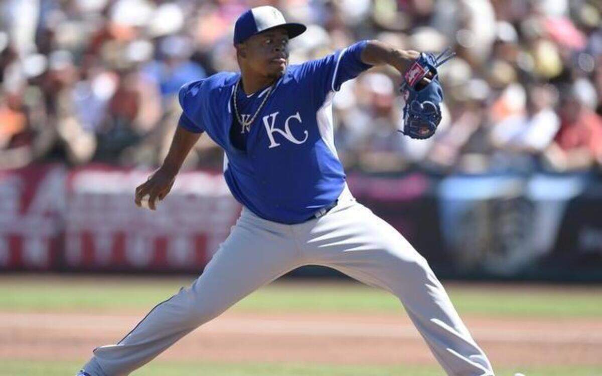 
Edinson Volquez started Monday for the Royals against the Giants in spring training baseball at Scottsdale, Ariz.
