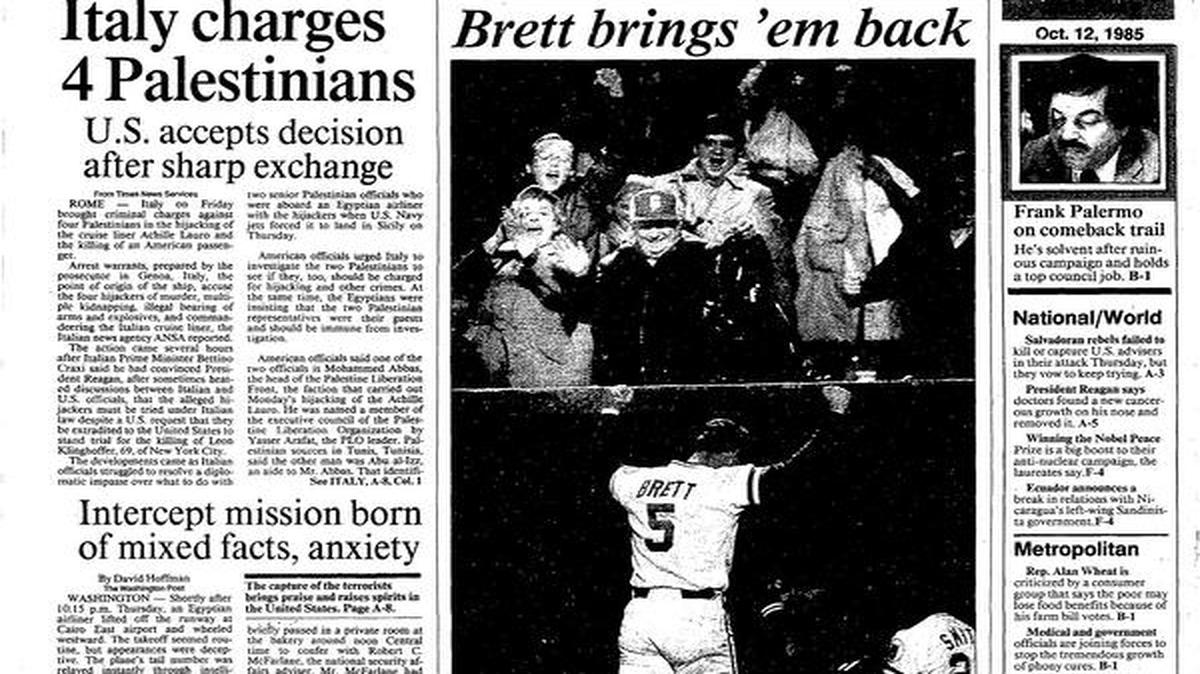 
The front page of The Kansas City Times told it all the day after George Brett’s heroics in Game 3 of the 1985 AL Championship Series.
