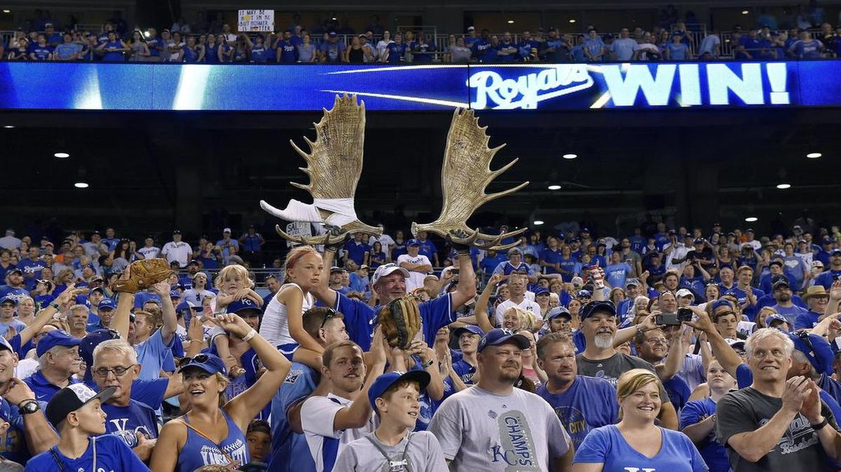 Royals fans celebrated a 10-3 win over the Detroit Tigers on Friday at Kauffman Stadium.