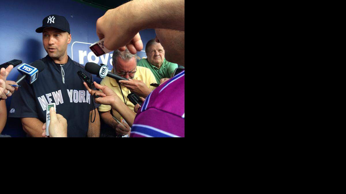 
New York shortstop Derek Jeter talked to the news media Friday night before the Yankees began a four-game series against the Royals at Kauffman Stadium.
