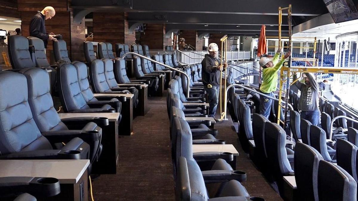 New theater seats have been installed in Kauffman Stadium’s Diamond Club behind and above home plate.