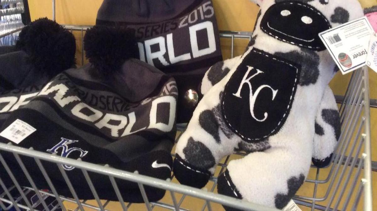 A Royals World Series cow for sale at the Royals Team Store at Kauffman Stadium.