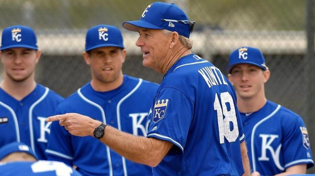 Rusty Kuntz will remain with the Royals organization in 2018 but won’t coach first base.