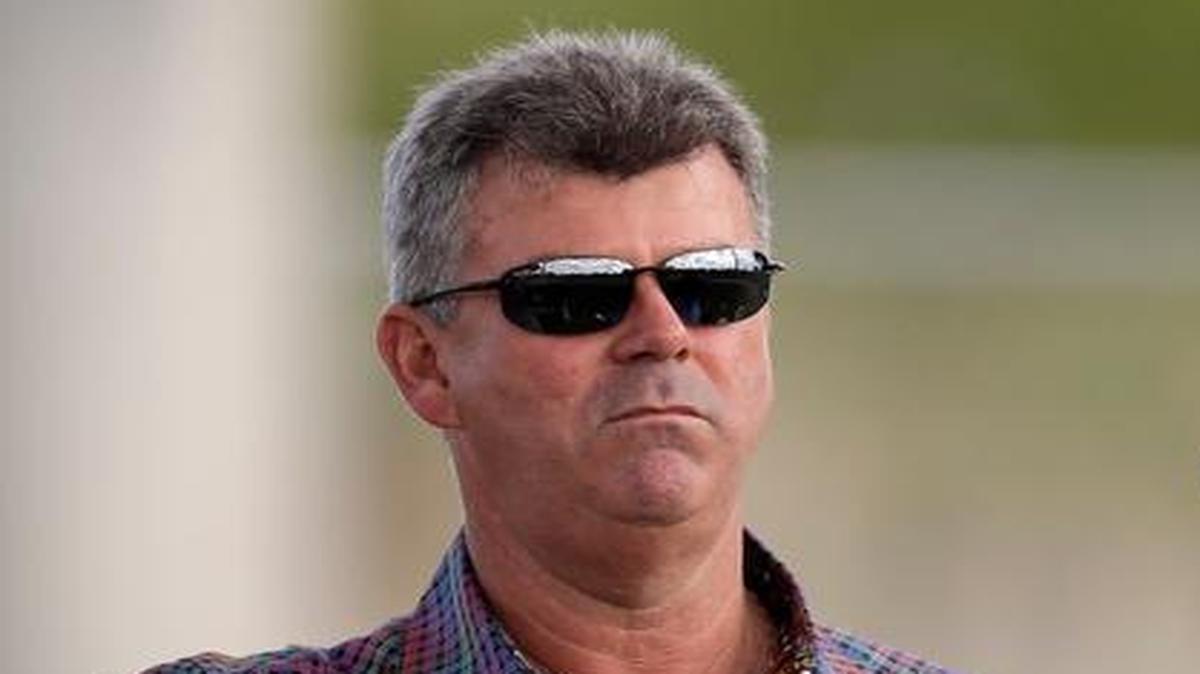 
In this Feb. 20, 2014, file photo, Miami Marlins general manager Dan Jennings (left) talked with Marlins owner Jeffrey Loria during spring training in Jupiter, Fla. Dan Jennings has been chosen the team's new manager.

