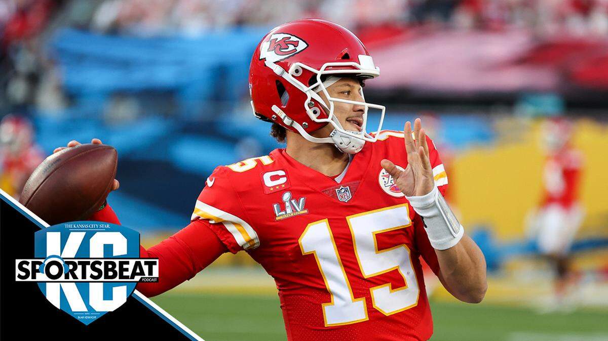 Kansas City Chiefs quarterback Patrick Mahomes (15) throws the ball in warmups prior to the NFL Super Bowl 55 football game against the Tampa Bay Buccaneers, Sunday, Feb. 7, 2021, in Tampa, Fla.