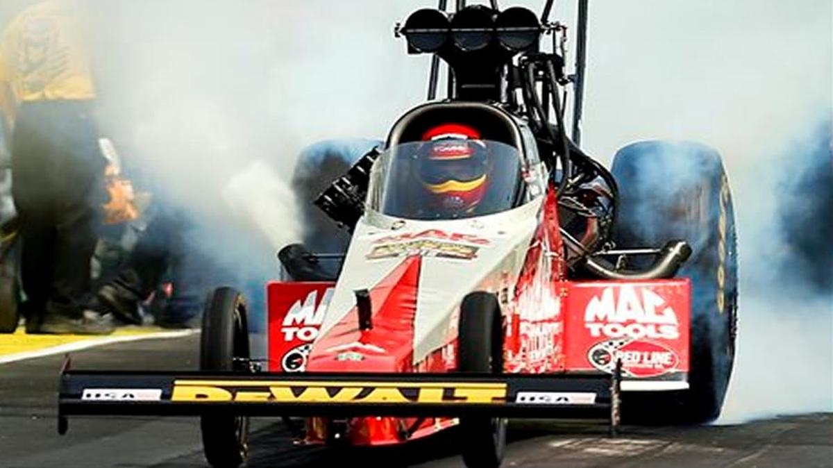 Top Fuel driver Doug Kalitta didn’t have a smooth ride in the final Sunday in the NHRA Kansas Nationals at Heartland Park Topeka, but he still won the race.