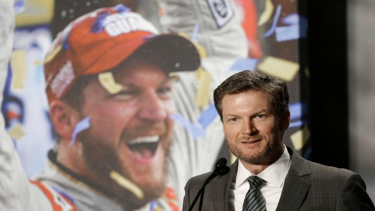 Dale Earnhardt Jr speaks about his upcoming retirement during a news conference Tuesday at Hendrick Motorsports in Concord, N.C.