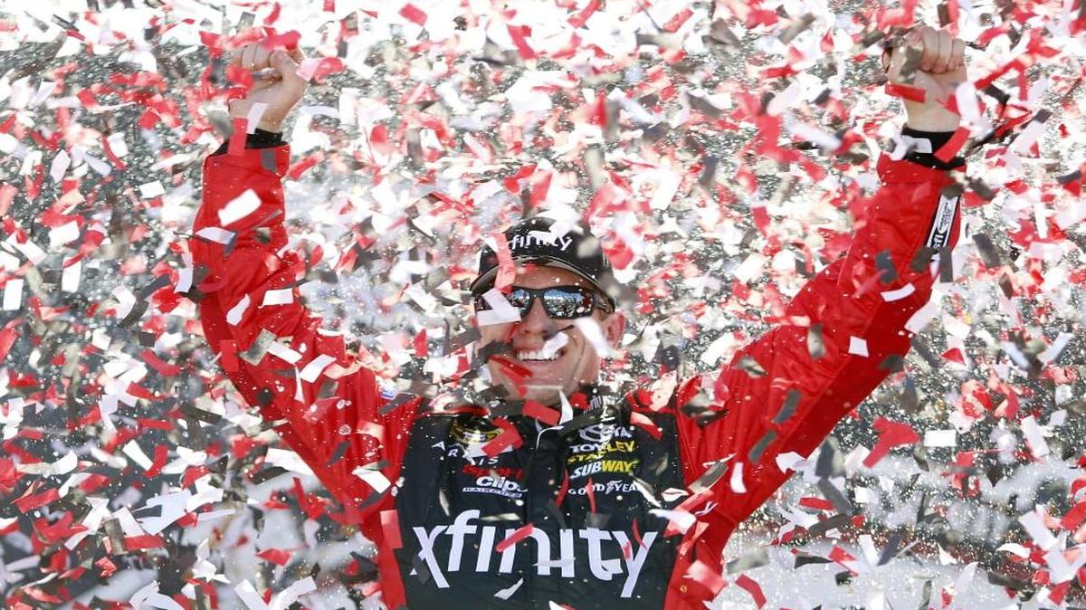 Carl Edwards celebrated after winning the Sprint Cup race at Richmond International Raceway last Sunday.