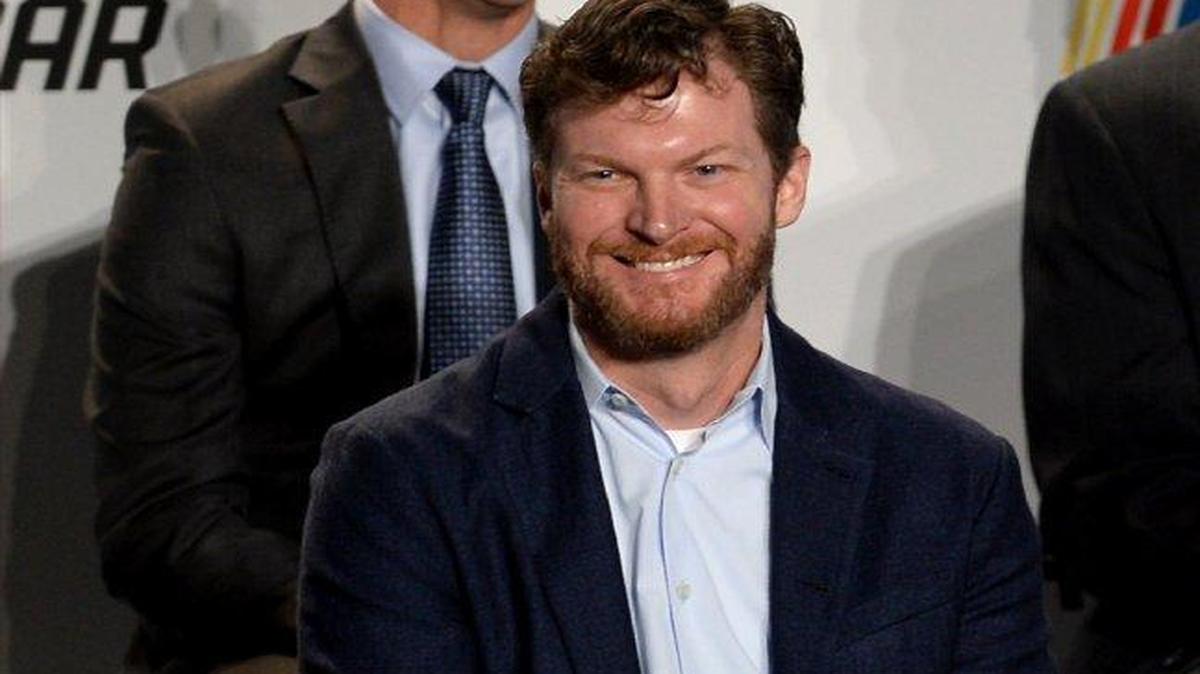 Dale Earnhardt Jr. (front) was among the drivers on hand Monday for NASCAR’s announcement of changes in the racing format for the 2017 season.