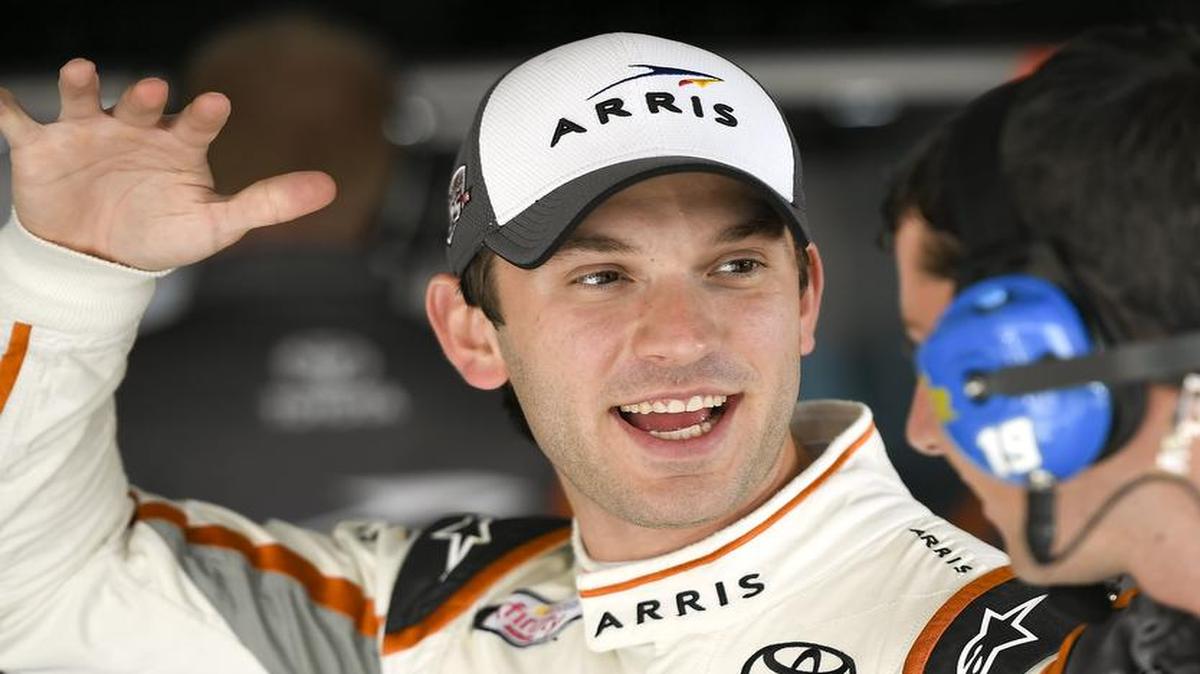 Daniel Suarez, who is the No. 1 seed in the Xfinity Series Chase round of eight going into Saturday’s Kansas Lottery 300, talked with a crew member in his garage Friday at Kansas Speedway.
