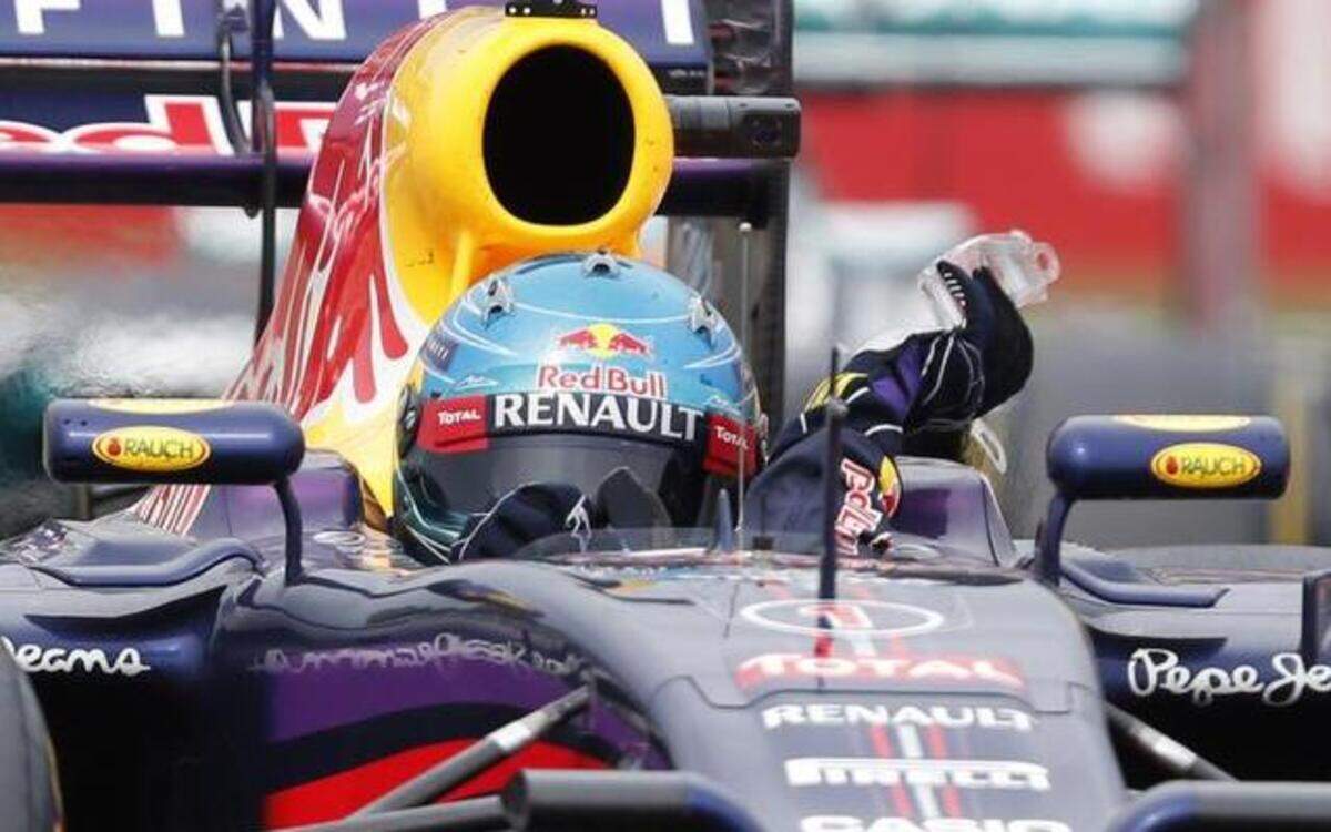 
Red Bull driver Sebastian Vettel removed plastic from his helmet during the Hungarian Formula One Grand Prix in Budapest, Hungary, on July 27.

