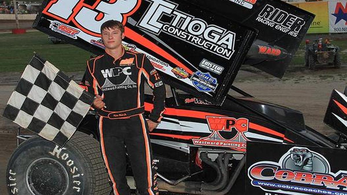 
This July 5, 2014 photo provided by Empire Super Sprints, Inc., shows sprint car driver Kevin Ward Jr., 20
