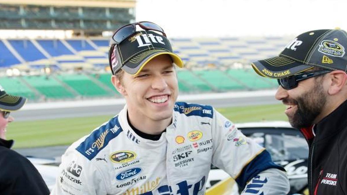 
Brad Keselowski had a big smile on his face Friday after he won the pole for Sunday’s Sprint Cup race.
