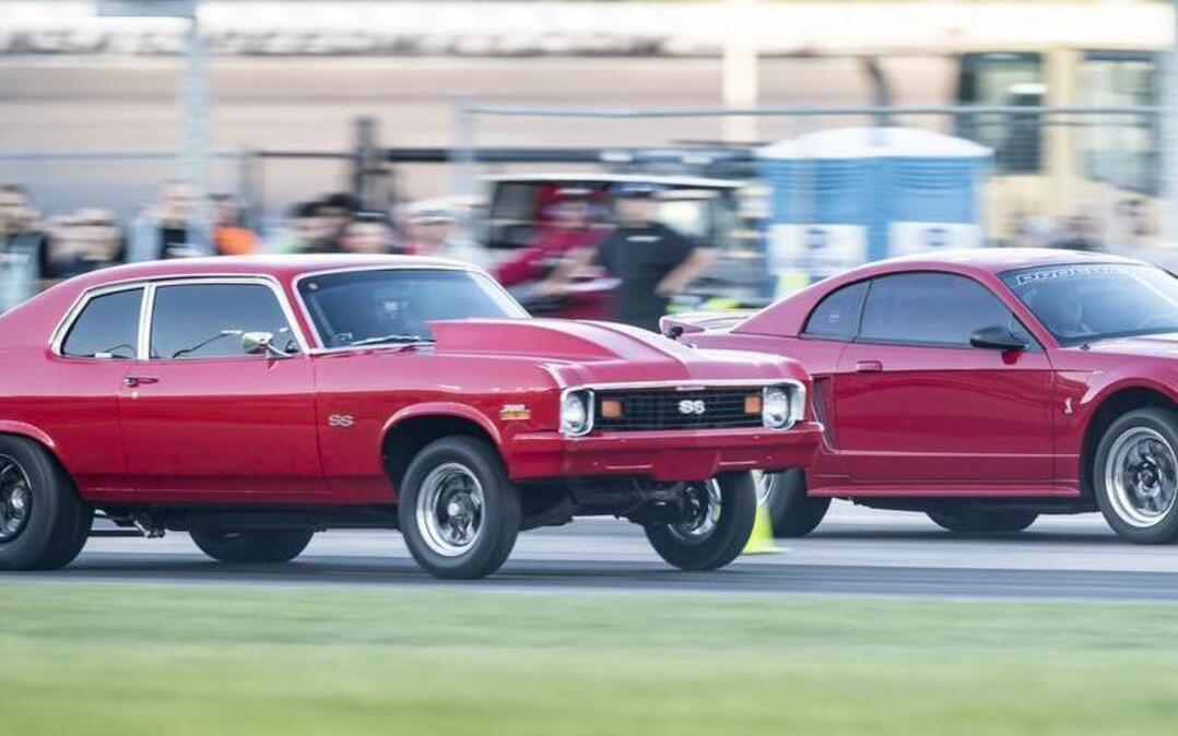 Tyler Van Lant (right) and Andy Asmus raced during Operation Octane last year at Kansas Speedway. Street-style drag racing will be back at the track Oct. 7 for Operation Outlaw.