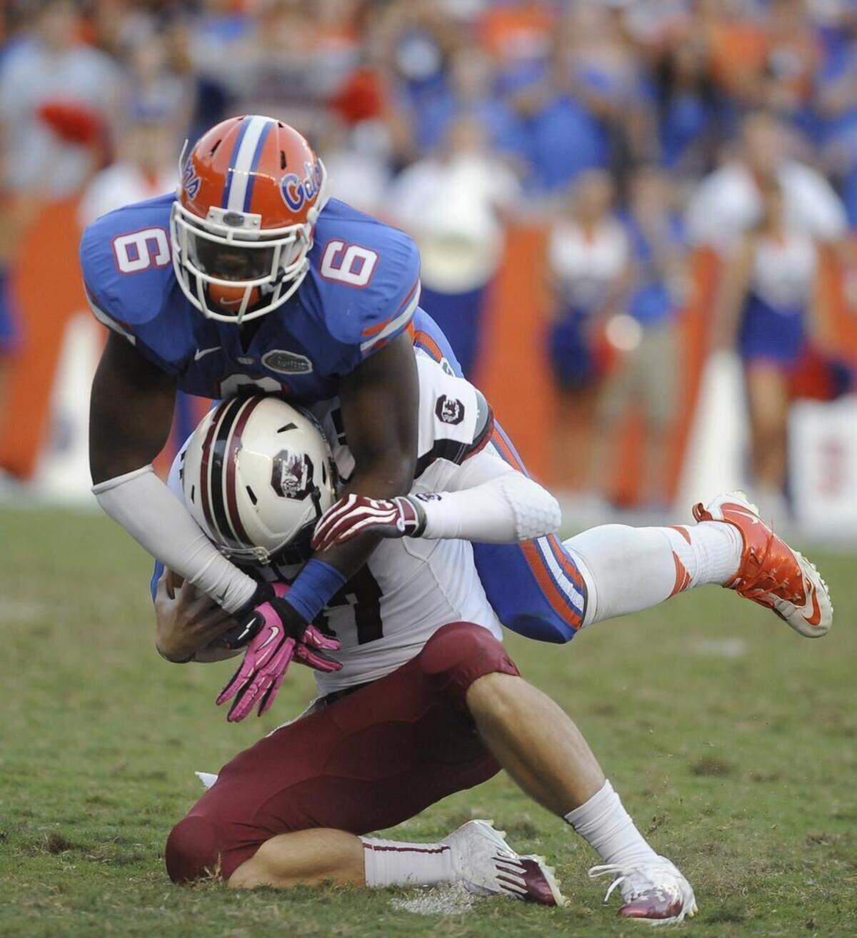 Florida’s Dante Fowler Jr. sacked South Carolina quarterback Dylan Thompson on Oct. 20, 2012.