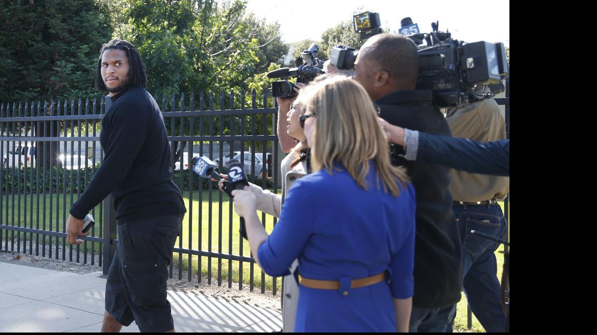 
Former Chicago Bears defensive tackle Ray McDonald leaves the Santa Clara County main jail Monday in San Jose, Calif.
