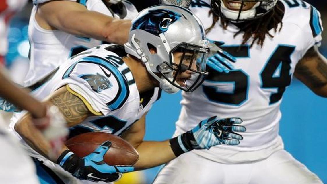 Former Chiefs safety Kurt Coleman (20) had a huge game in Sunday’s NFC Championship, recording two interceptions in the Carolina Panthers’ 49-15 win over the Arizona Cardinals.