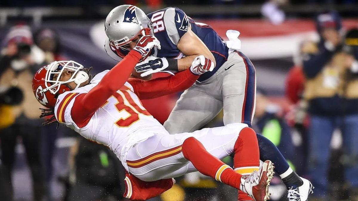 New England Patriots wide receiver Danny Amendola leveled Kansas City Chiefs cornerback Jamell Fleming on a punt in the playoffs. There was minimal yardage lost for the Patriots on the play after Amendola was flagged.