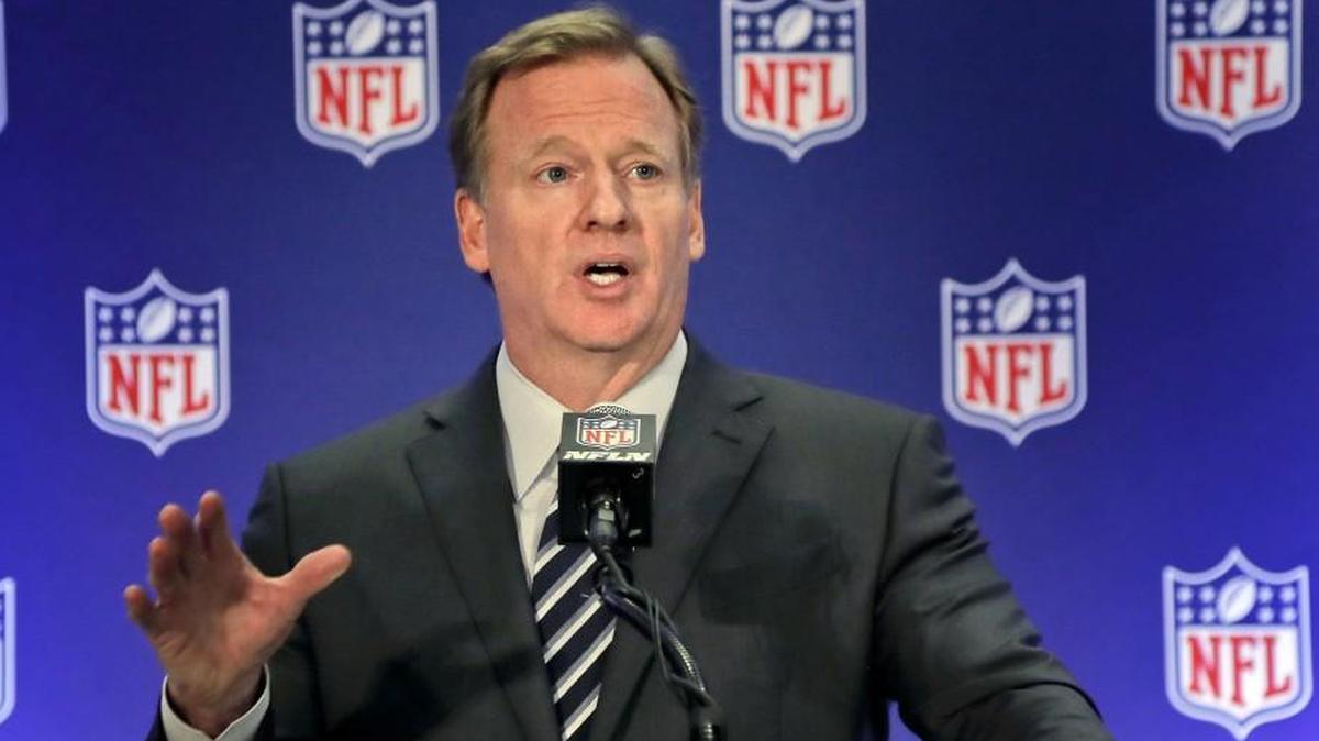 NFL commissioner Roger Goodell spoke during a news conference on Wednesday.