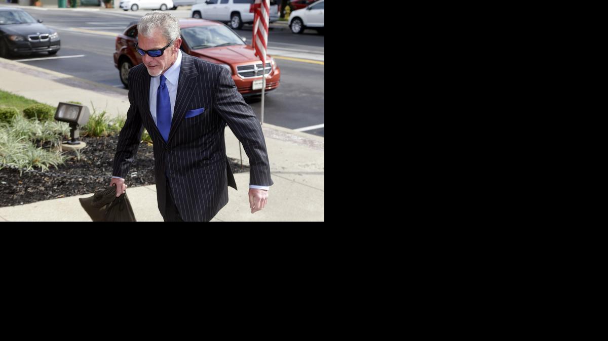 
Indianapolis Colts owner Jim Irsay enters Hamilton County court in Noblesville, Ind., Tuesday, Sept. 2

