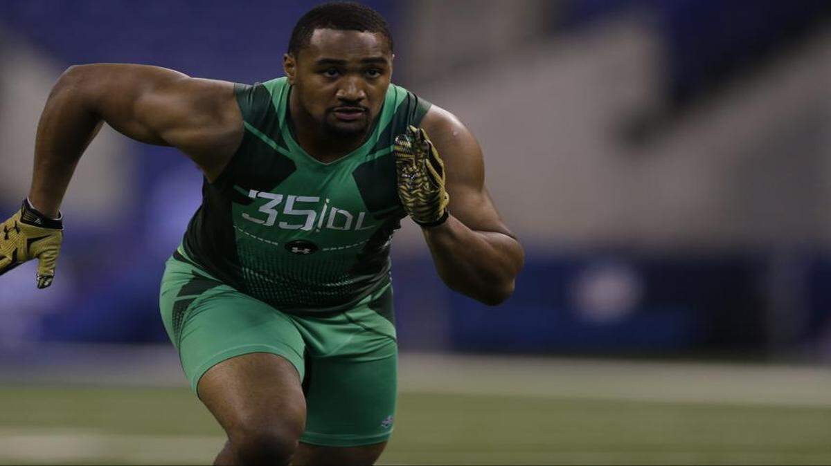 
Utah defensive lineman Nate Orchard at the NFL Combine in Indianapolis
