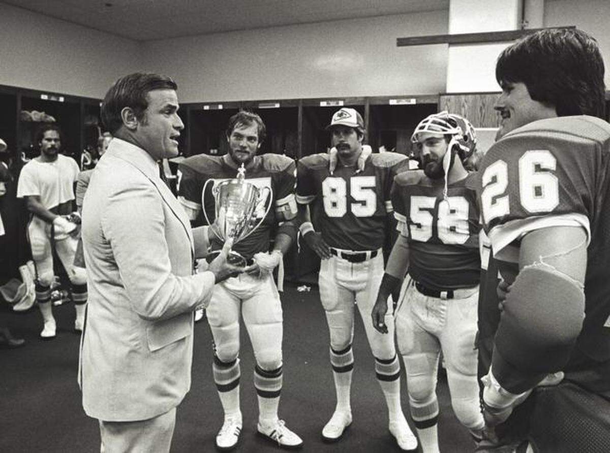 Chiefs players were presented with the Governors Cup by then-Missouri Gov. Joseph Teasdale in the locker room after the 1979 game.