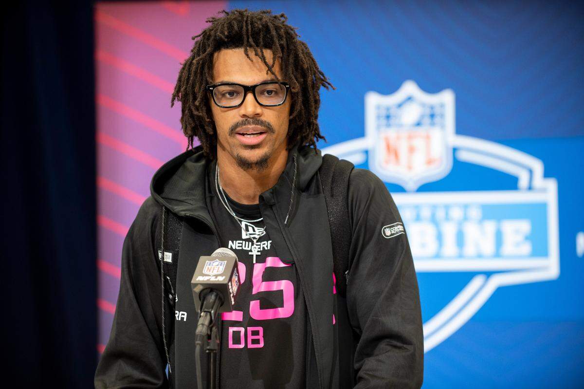 Iowa St defensive back Darien Porter (DB25) during the 2025 NFL Combine on Feb. 27, 2025, at Lucas Oil Stadium in Indianapolis.