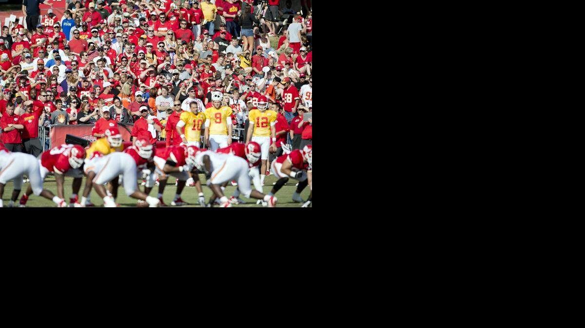 
A year ago, Kansas City Chiefs fans filled the hillside behind the practice fields during morning practice at Chiefs summer training camp in August at Missouri Western State University in St. Joseph.
