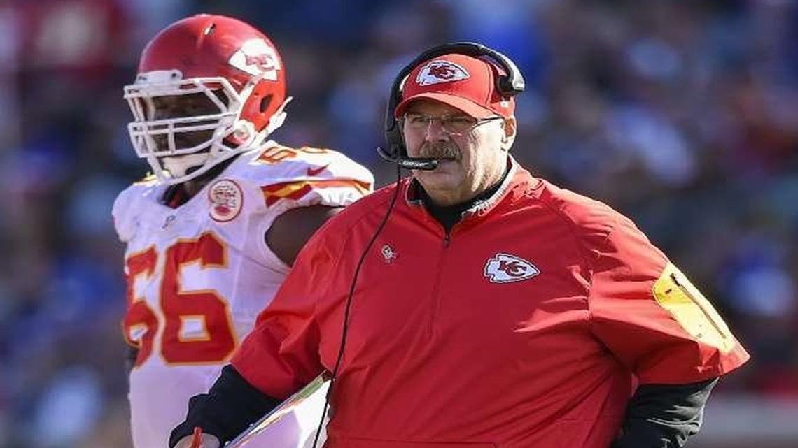 “In the first half we were kind of our own enemy with the penalties,” Chiefs coach Andy Reid (right) said of Sunday’s loss to the Vikings.