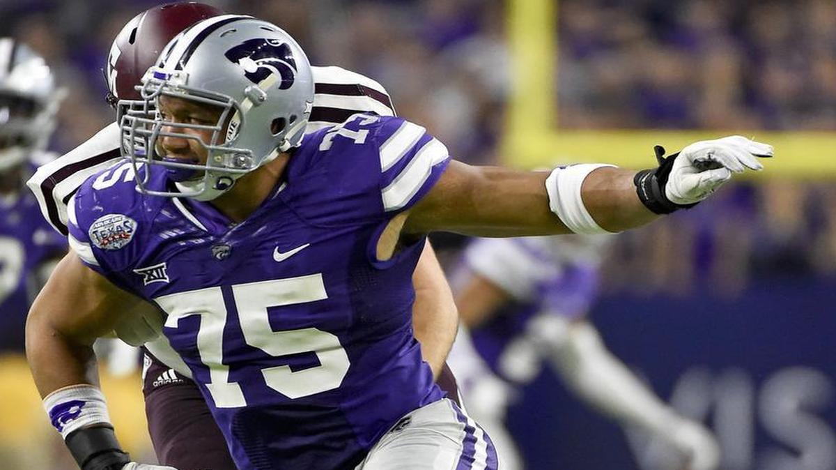Kansas State’s Jordan Willis had 11 1/2 sacks last season and was chosen the Big 12’s Defensive Player of the Year.