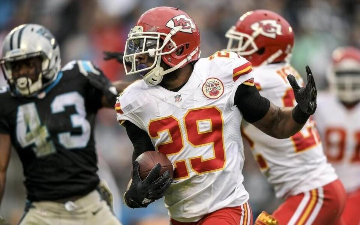 Kansas City Chiefs safety Eric Berry headed for the end zone after intercepting a pass in Sunday’s game.